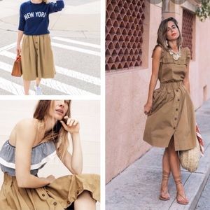 J Crew Button Front Chino Midi Skirt 6